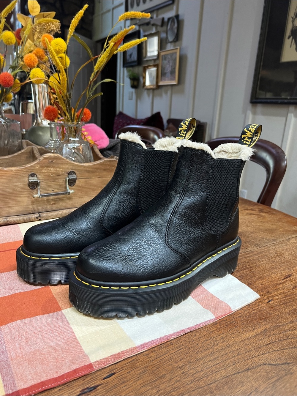 Dr. Martens 2976 Quad Faux Fur Platform Chelsea Boots